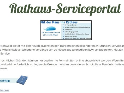 Rathaus Service Portal, © Markt Mittenwald