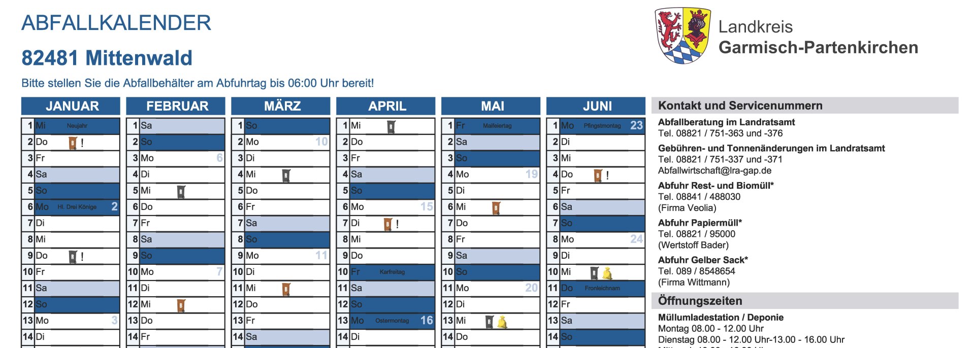 Abfallkalender, © Landkreis Garmisch-Partenkirchen